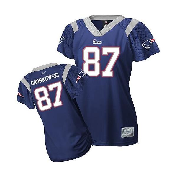 [Field Flirt Fashion I]GRONKOWSKI New England #87 Womens Football Jersey - Rob Gronkowski Womens Football Jersey (Blue)