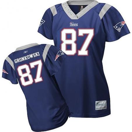 [Field Flirt Fashion I]GRONKOWSKI New England #87 Womens Football Jersey - Rob Gronkowski Womens Football Jersey (Blue)