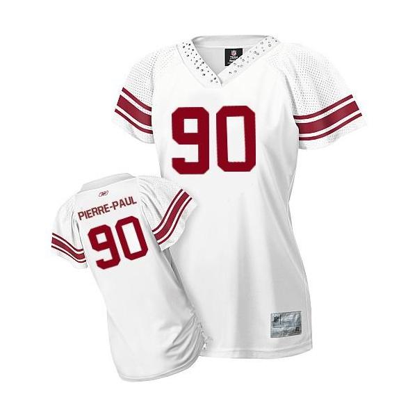 [Field Flirt Fashion I]PIERRE-PAUL NY-Giant #90 Womens Football Jersey - Jason Pierre-Paul Womens Football Jersey (White)