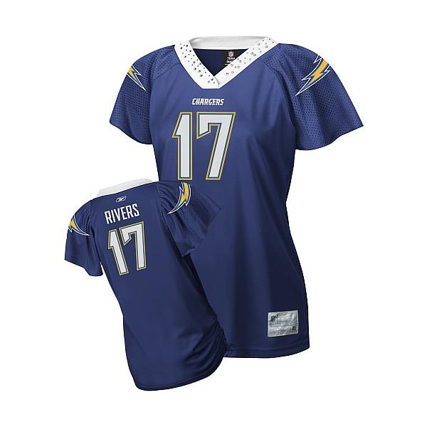 [Field Flirt Fashion I]RIVERS San Diego #17 Womens Football Jersey - Philip Rivers Womens Football Jersey (Dark Blue)