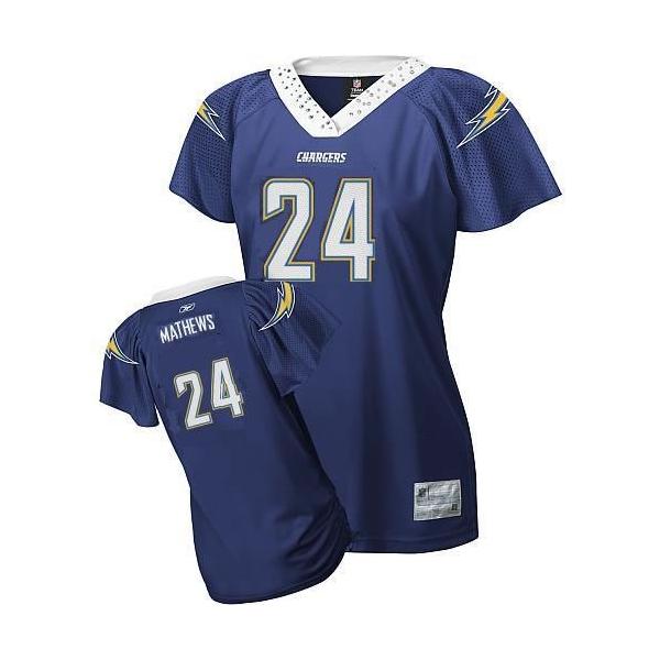 [Field Flirt Fashion I]MATHEWS San Diego #24 Womens Football Jersey - Ryan Mathews Womens Football Jersey (Dark Blue)