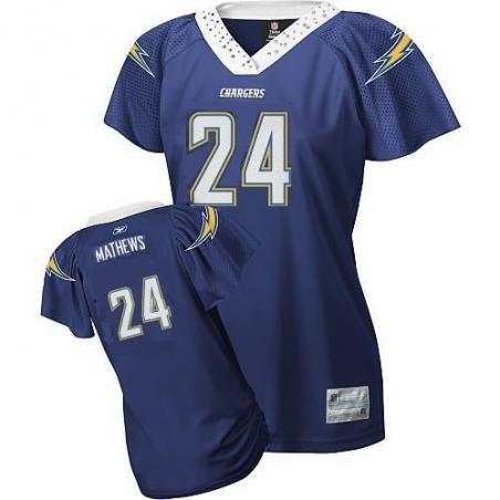 [Field Flirt Fashion I]MATHEWS San Diego #24 Womens Football Jersey - Ryan Mathews Womens Football Jersey (Dark Blue)