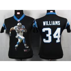 [Portrait Fashion]WILLIAMS Carolina #34 Womens Football Jersey - DeAngelo Williams Womens Football Jersey (Black)