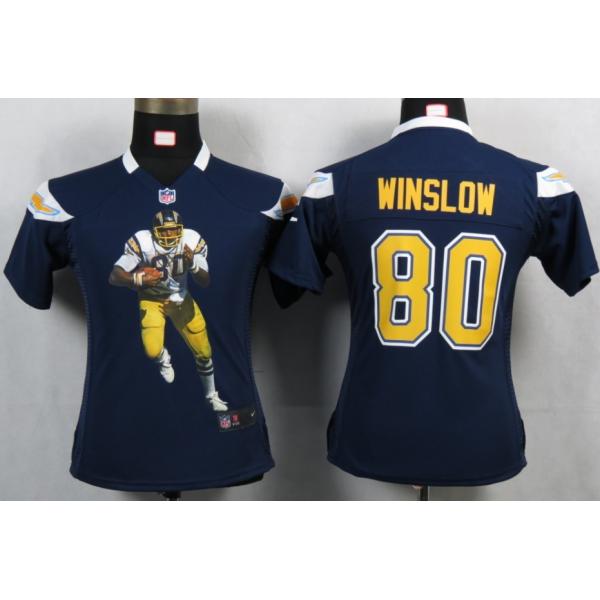 [Portrait Fashion]WINSLOW San Diego #80 Womens Football Jersey - Kellen Winslow Womens Football Jersey (Navy Blue)