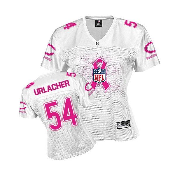 [Rbk,Breast Cancer Awareness]URLACHER Chicago #54 Womens Football Jersey - Brian Urlacher Womens Football Jersey (White)