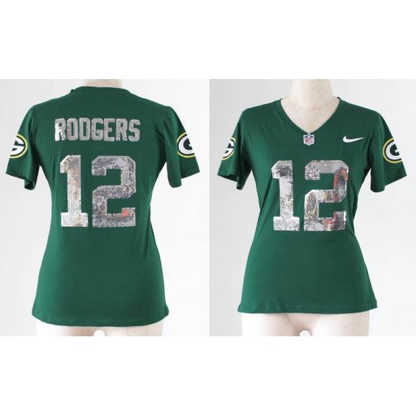 [Handwork Sequin Lettering Fashion]Green Bay #12 Aaron Rodgers ...