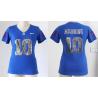 [Handwork Sequin Lettering]MANNING NY-Giant #10 Womens Football Jersey - Eli Manning Womens Football Jersey (Blue)