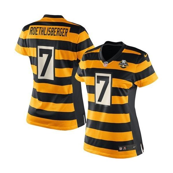 [Limited]ROETHLISBERGER Pittsburgh #7 Womens Football Jersey - Ben Roethlisberger Womens Football Jersey (80th throwback)