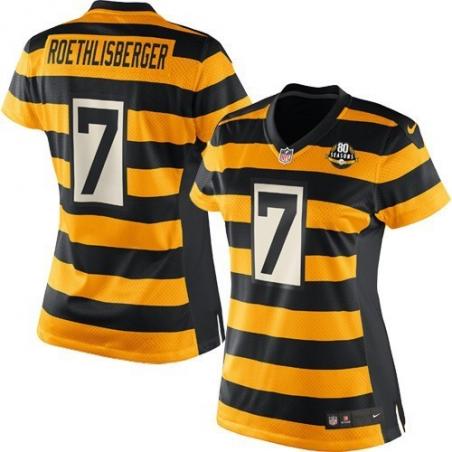 [Limited]ROETHLISBERGER Pittsburgh #7 Womens Football Jersey - Ben Roethlisberger Womens Football Jersey (80th throwback)