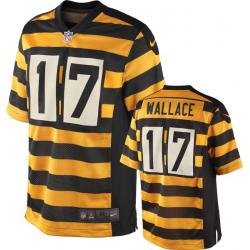 [Elite] Mike Wallace Football Jersey -Pittsburgh #17 Football Jersey(Yellow 80 Seasons)
