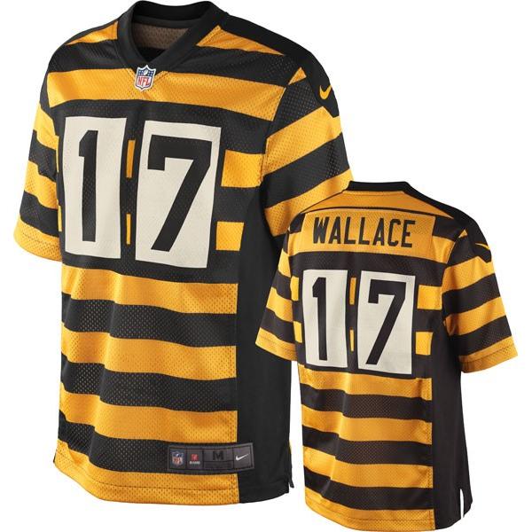 [Elite] Mike Wallace Football Jersey -Pittsburgh #17 Football Jersey(Yellow 80 Seasons)