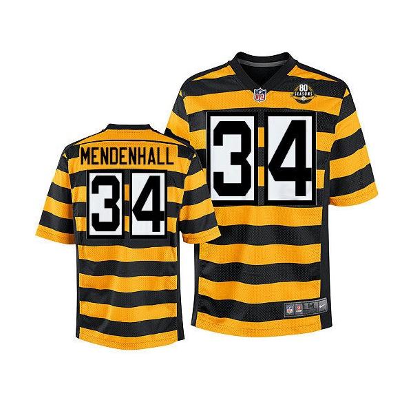 [Elite] Rashard Mendenhall Football Jersey -Pittsburgh #34 Football Jersey(Yellow 80 Seasons)
