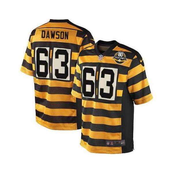 [Elite] Dermontti Dawson Football Jersey -Pittsburgh #63 Football Jersey(Yellow 80 Seasons)