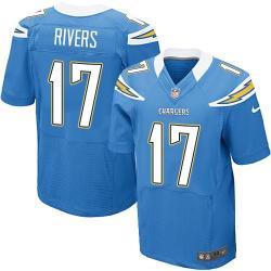 [Elite] Philip Rivers Football Jersey -San Diego #17 Football Jersey(Light Blue)