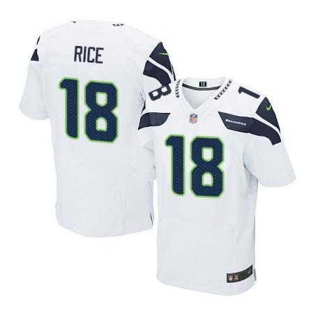 [Elite] Sidney Rice Football Jersey -Seattle #18 Football Jersey(White)