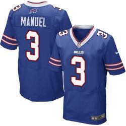 [Elite] Manuel Buffalo Football Team Jersey -Buffalo #3 E.J. Manuel Jersey (Blue)