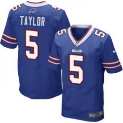 [Elite] Taylor Buffalo Football Team Jersey -Buffalo #5 Tyrod Taylor Jersey (Blue)