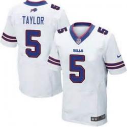 [Elite] Taylor Buffalo Football Team Jersey -Buffalo #5 Tyrod Taylor Jersey (White)