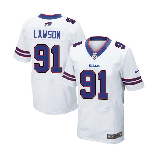 [Elite] Lawson Buffalo Football Team Jersey -Buffalo #91 Manny Lawson Jersey (White)
