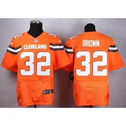 [Elite] Brown Cleveland Football Team Jersey -Cleveland #32 Jim Brown Jersey (Orange, 2015 new)