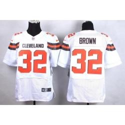 [Elite] Brown Cleveland Football Team Jersey -Cleveland #32 Jim Brown Jersey (White, 2015 new)