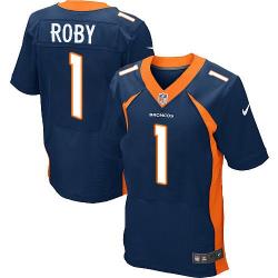[Elite] Roby Denver Football Team Jersey -Denver #1 Bradley Roby Jersey (Blue)