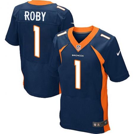 [Elite] Roby Denver Football Team Jersey -Denver #1 Bradley Roby Jersey (Blue)