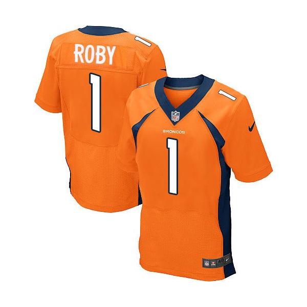 [Elite] Roby Denver Football Team Jersey -Denver #1 Bradley Roby Jersey (Orange)