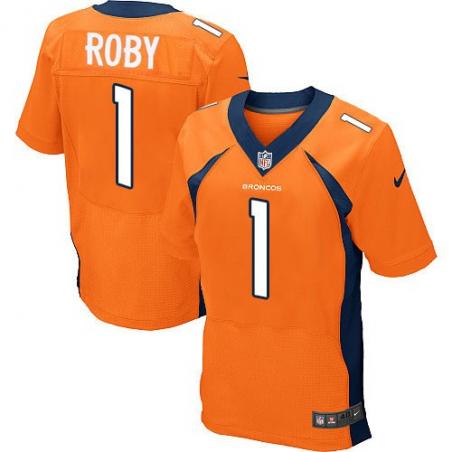 [Elite] Roby Denver Football Team Jersey -Denver #1 Bradley Roby Jersey (Orange)