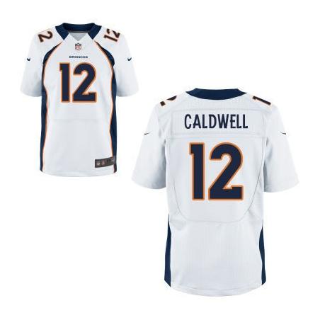 [Elite] Caldwell Denver Football Team Jersey -Denver #12 Andre Caldwell Jersey (White)