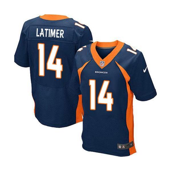 [Elite] Latimer Denver Football Team Jersey -Denver #14 Cody Latimer Jersey (Blue)