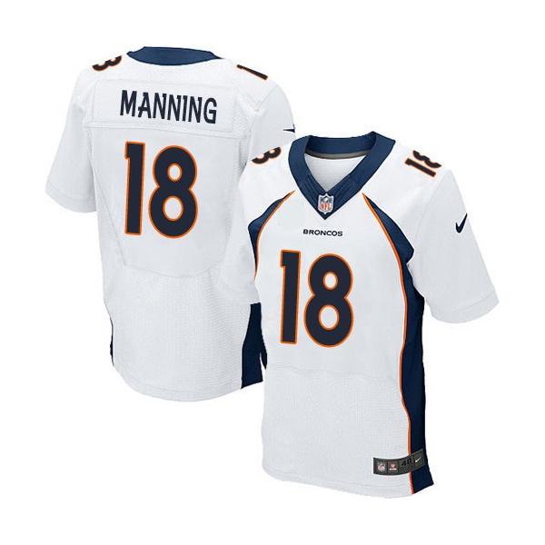 [Elite] Manning Denver Football Team Jersey -Denver #18 Peyton Manning Jersey (White, new)