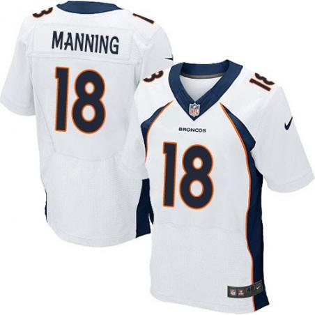 [Elite] Manning Denver Football Team Jersey -Denver #18 Peyton Manning Jersey (White, new)