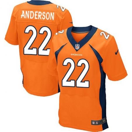 [Elite] Anderson Denver Football Team Jersey -Denver #22 C.J. Anderson Jersey (Orange)