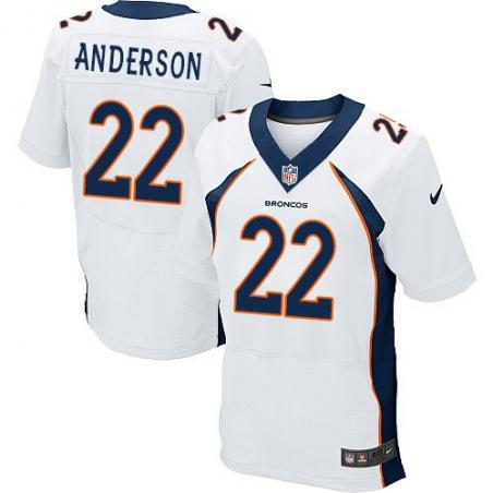 [Elite] Anderson Denver Football Team Jersey -Denver #22 C.J. Anderson Jersey (White)