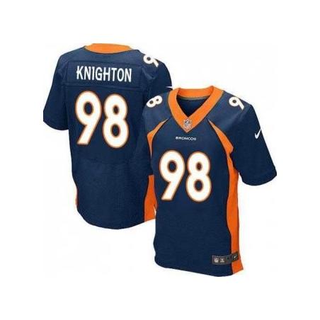 [Elite] Knighton Denver Football Team Jersey -Denver #98 Terrance Knighton Jersey (Blue)