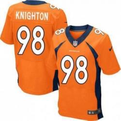 [Elite] Knighton Denver Football Team Jersey -Denver #98 Terrance Knighton Jersey (Orange)