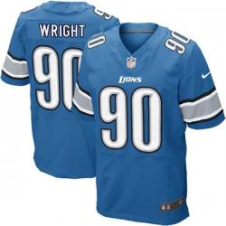 [Elite] Wright Detroit Football Team Jersey -Detroit #90 Gabe Wright Jersey (Blue)