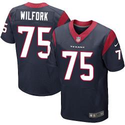 [Elite] Wilfork Houston Football Team Jersey -Houston #75 Vince Wilfork Jersey (Blue)