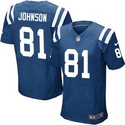 [Elite] Johnson Indianapolis Football Team Jersey -Indianapolis #81 Andre Johnson Jersey (Blue)