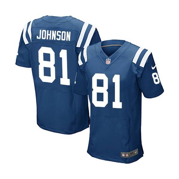 [Elite] Johnson Indianapolis Football Team Jersey -Indianapolis #81 Andre Johnson Jersey (Blue)