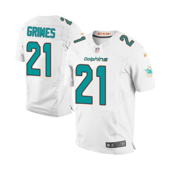 [Elite] Grimes Miami Football Team Jersey -Miami #21 Brent Grimes Jersey (White, 2015 new)