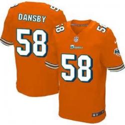 [Elite] Dansby Miami Football Team Jersey -Miami #58 Karlos Dansby Jersey (Orange)