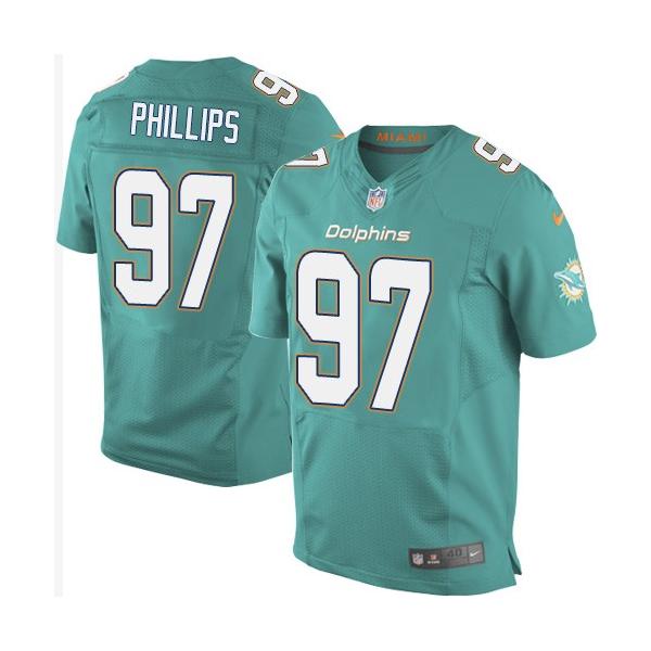 [Elite] Phillips Miami Football Team Jersey -Miami #97 Jordan Phillips Jersey (Green, 2015 new)